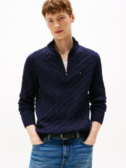 Strickpullover aus Baumwolle - DW5-BLUE - Blau