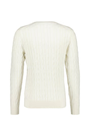 Strickpullover in Zopfstrick-Optik - YBI-WHITE - Weiß