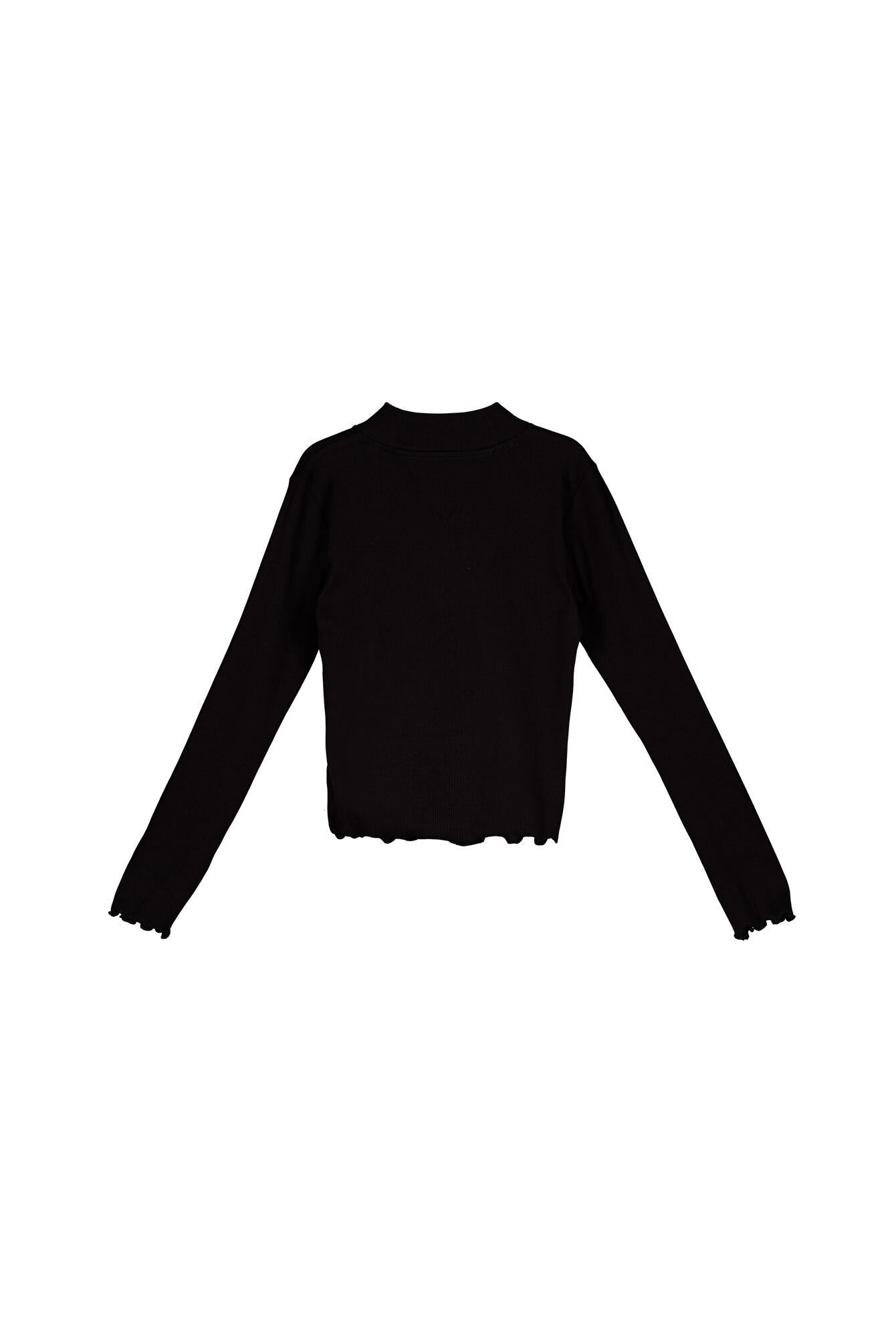 Langarmshirt aus Rippstrick - BDS-BLACK - Schwarz