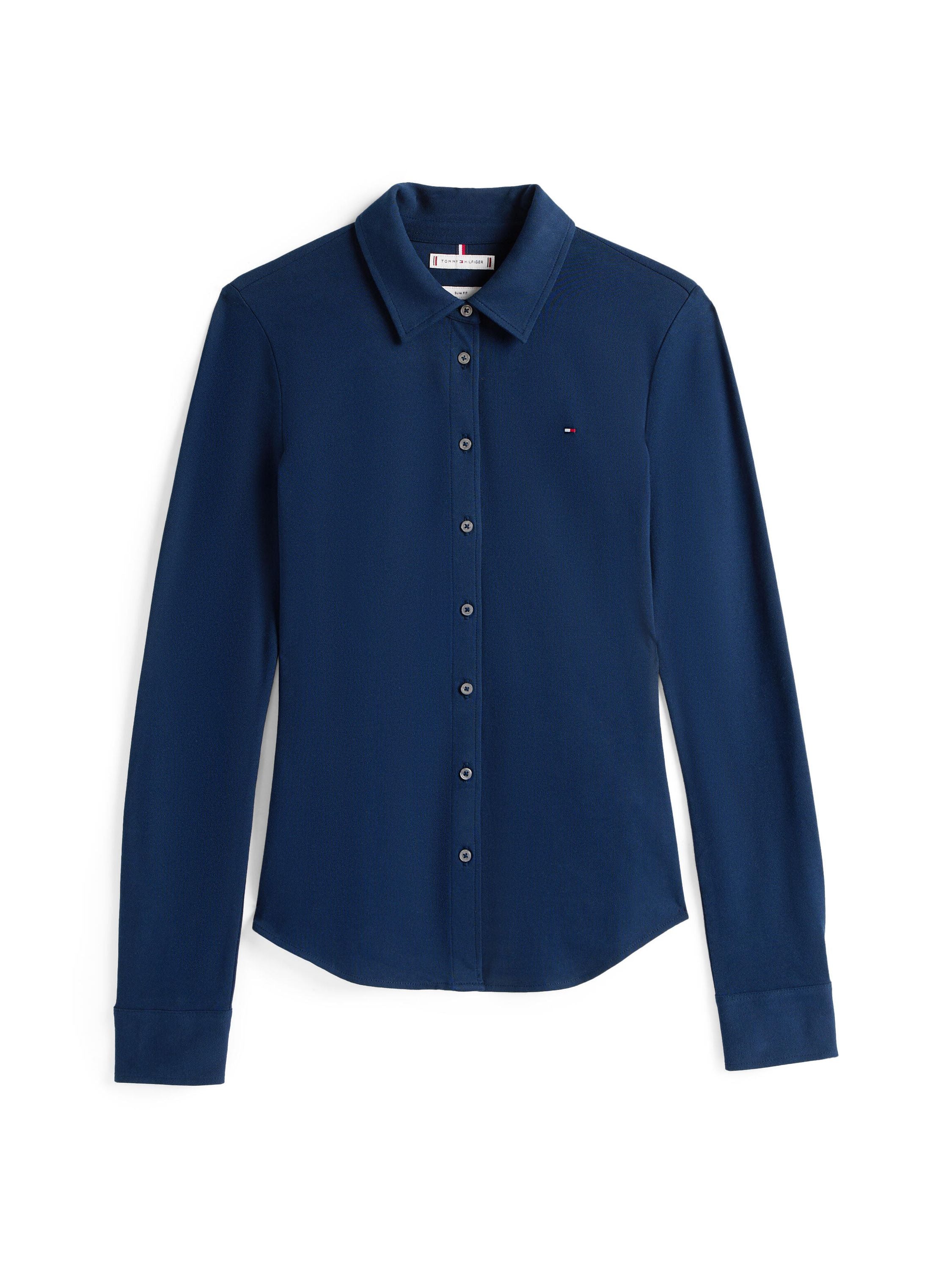 Hemdbluse aus Baumwolle - C1G-BLUE - Blau