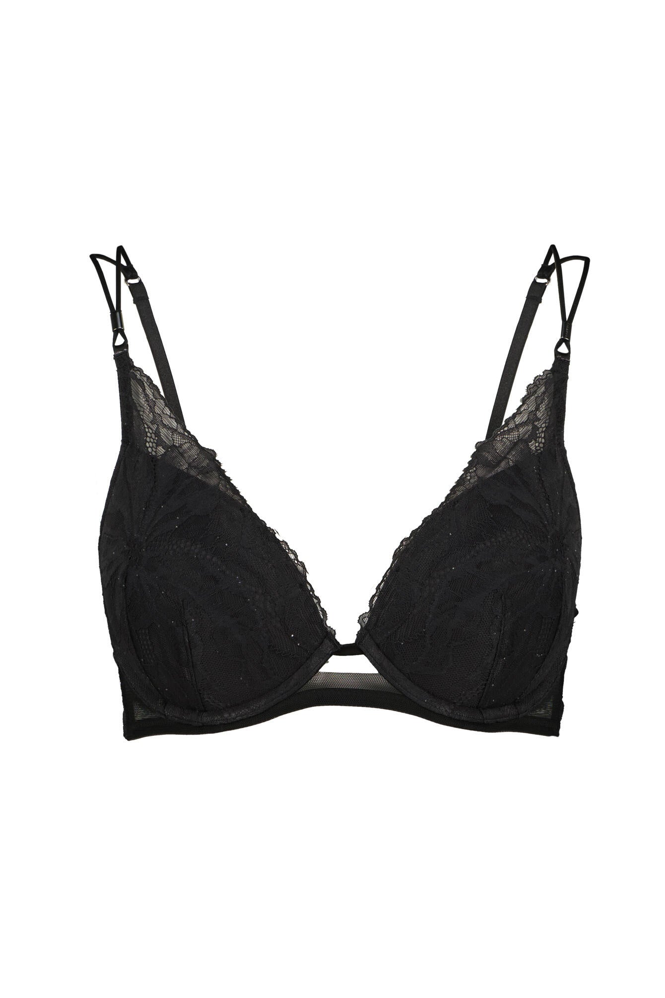 Push-Up-BH mit Spitze - UB1-BLACK - Schwarz