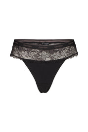 Thong mit Spitzendetails - UB1-BLACK - Schwarz