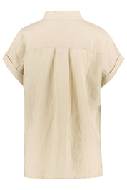 Kurzarm Bluse - RBS-KHAKI - Beige