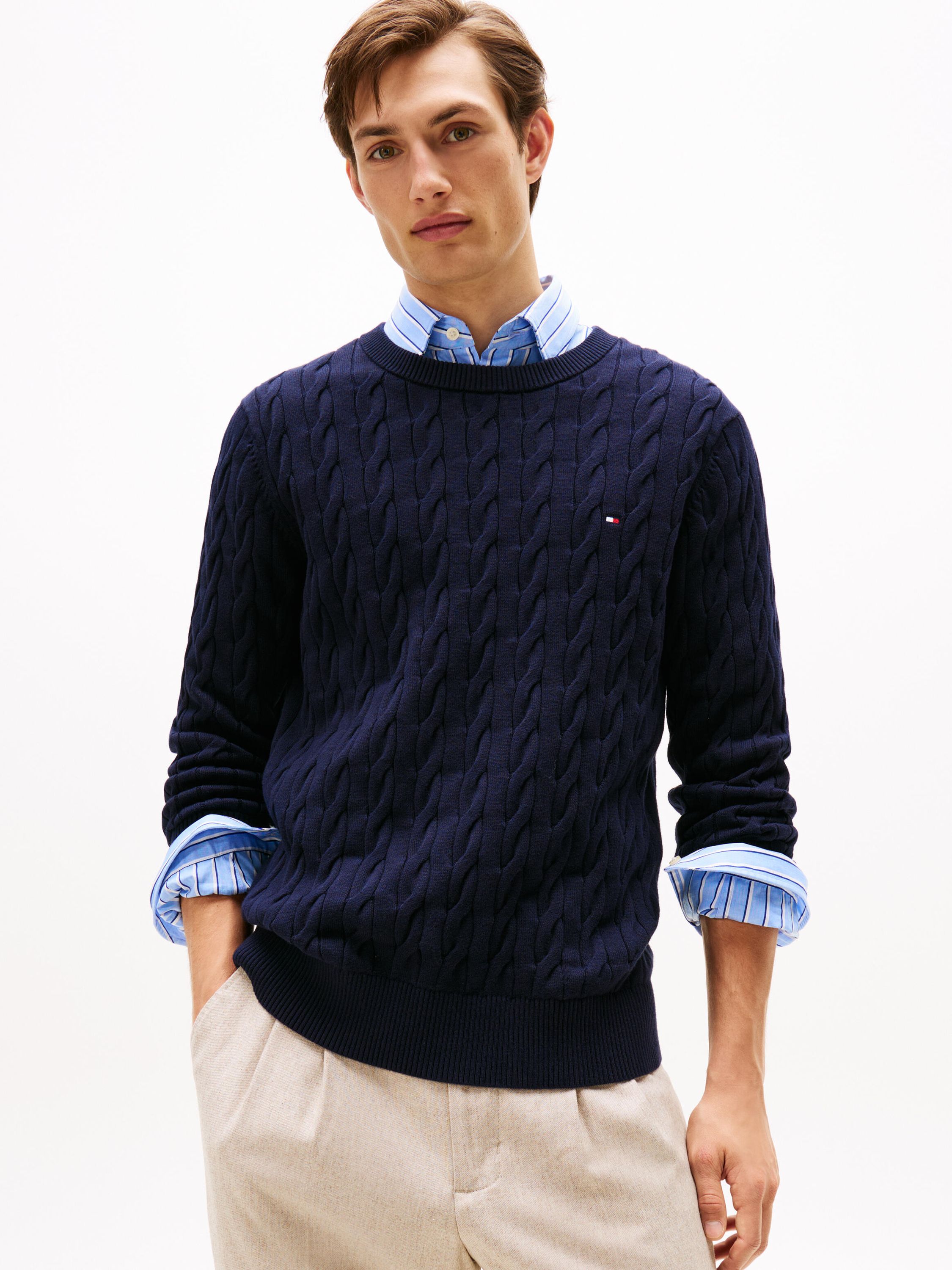 Feinstrickpullover mit Musterung - DW5-BLUE - Blau