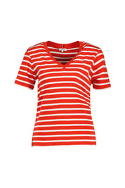 Gestreiftes T-Shirt - 0EV-RED - Rot