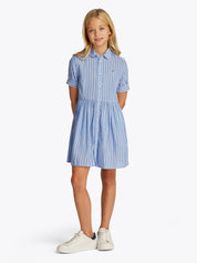 Hemdblusenkleid gestreift Midi - C30-BLUE - Blau