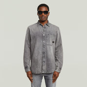 Overshirt in Denim-Optik - H483-sun faded oyster shell - Grau