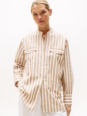 Poplin-Bluse aus Baumwolle - 0BJ-BROWN - Beige