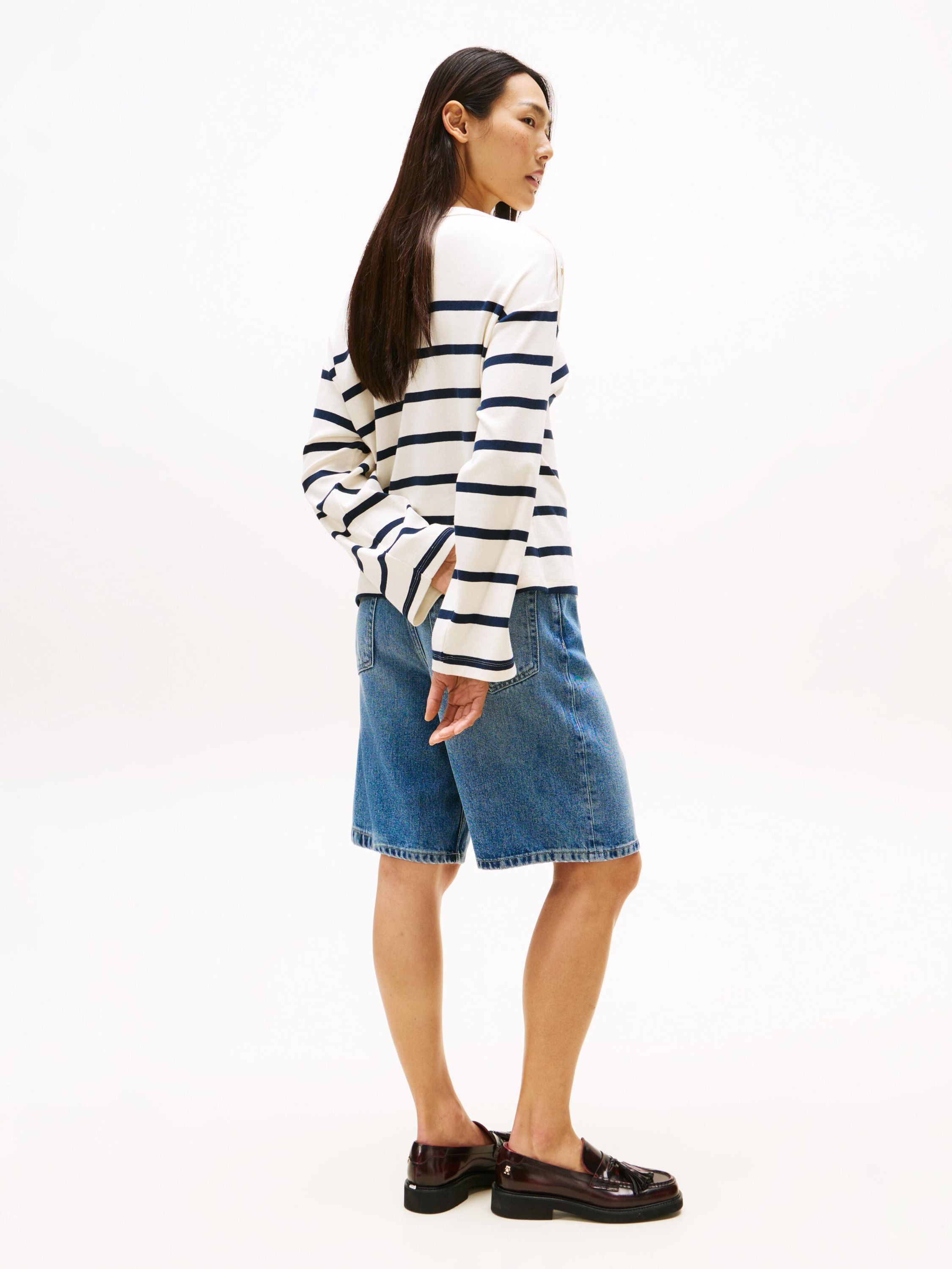 Langarmshirt gestreift - 0FG-WHITE - Weiß