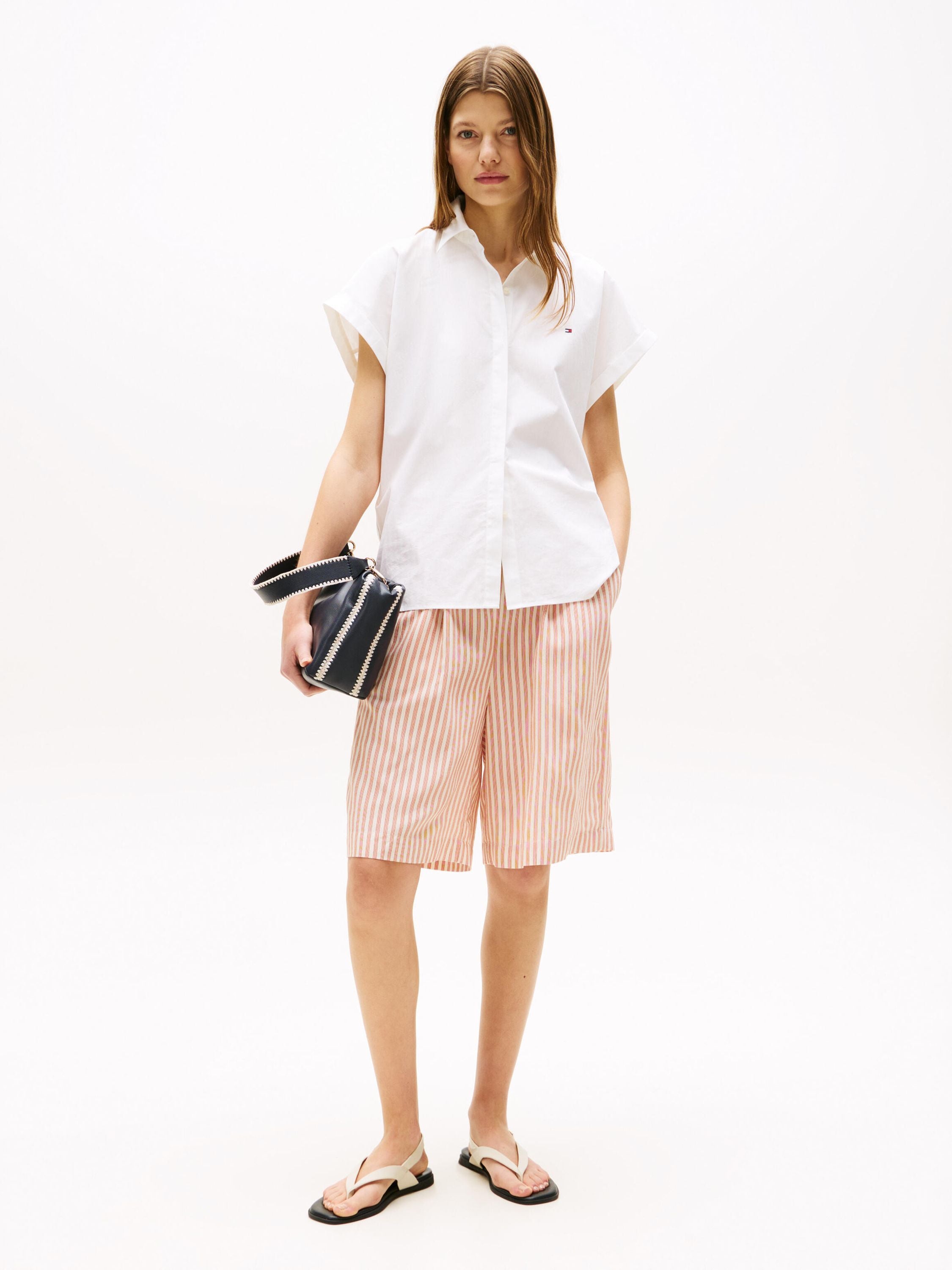 Bluse gestreift aus Bio-Baumwolle - YCF-WHITE - Weiß