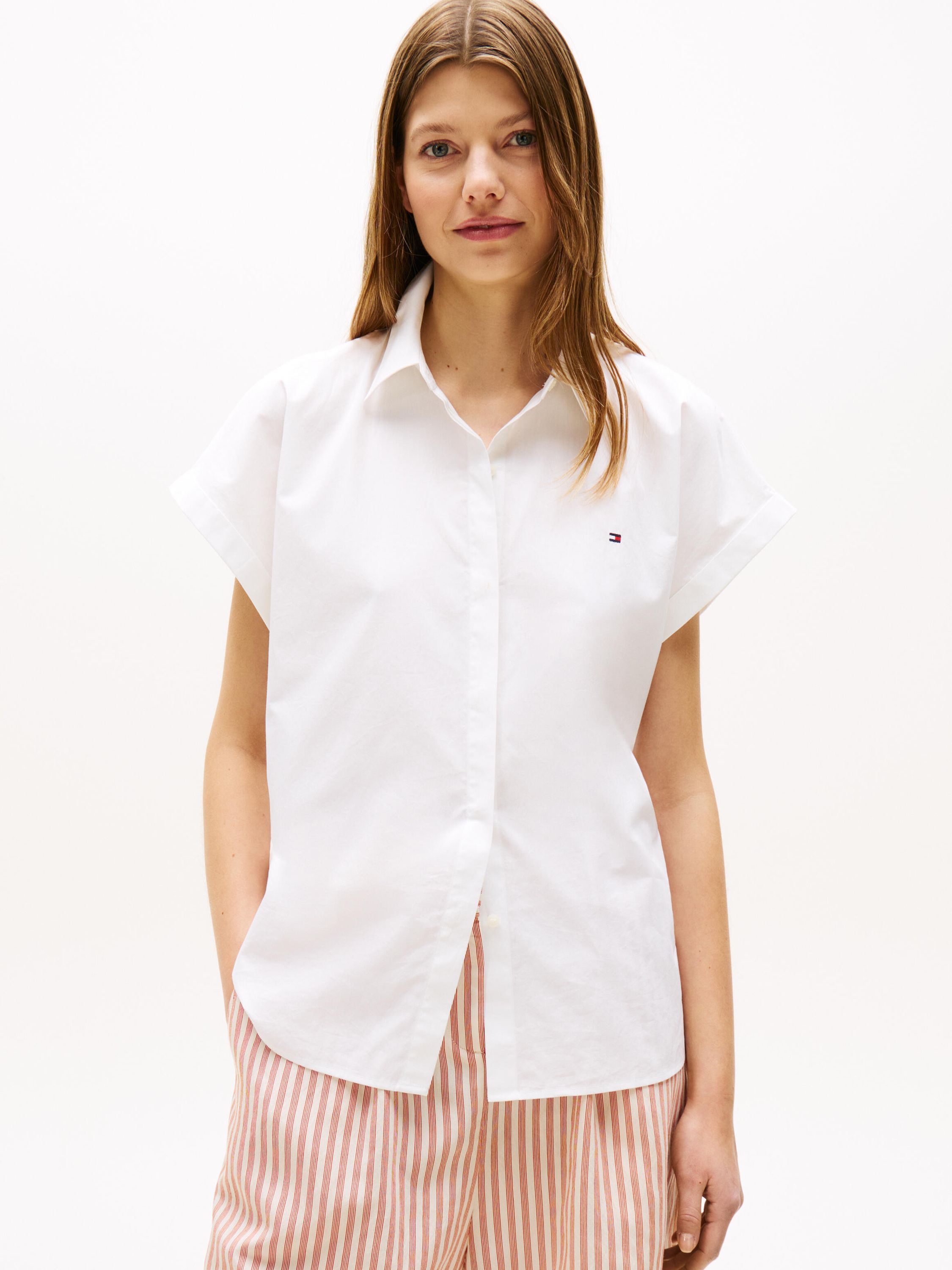 Bluse gestreift aus Bio-Baumwolle - YCF-WHITE - Weiß