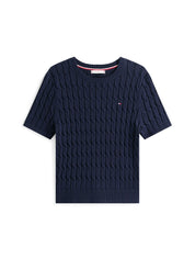 Strick-T-Shirt aus Baumwolle - C1G-BLUE - Blau