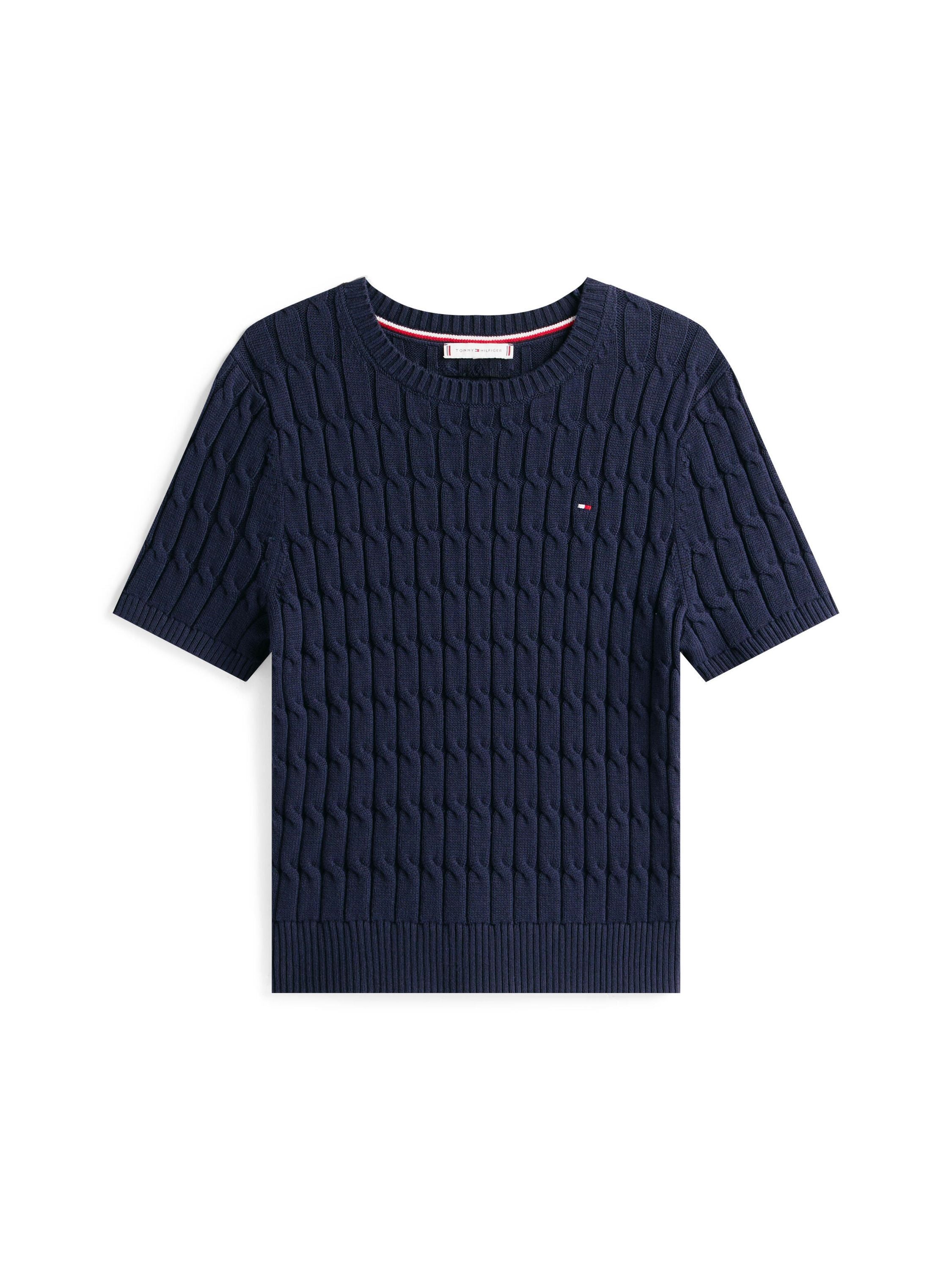 Strick-T-Shirt aus Baumwolle - C1G-BLUE - Blau