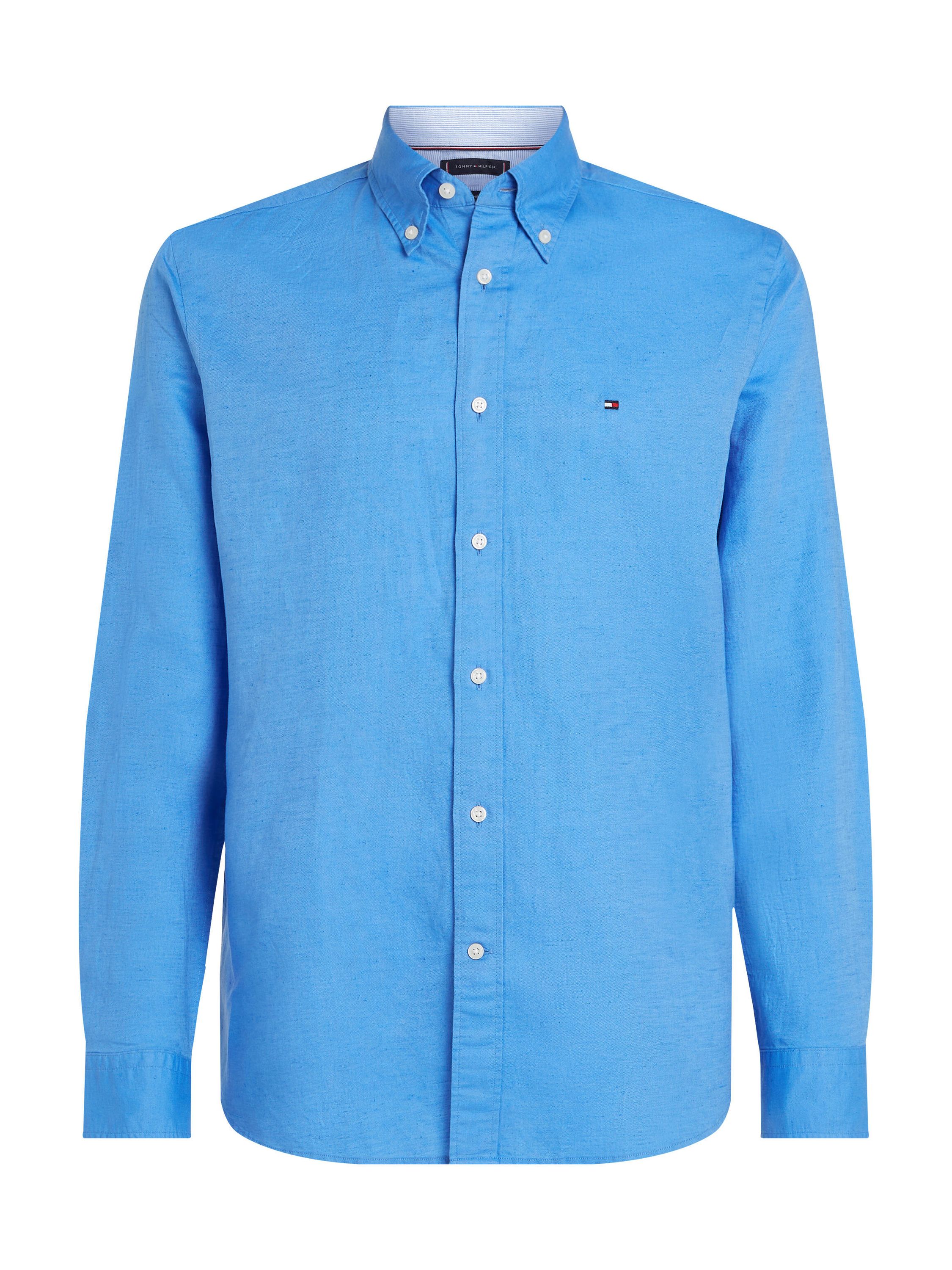 Hemd Slim Fit aus Leinen - C30-BLUE - Blau