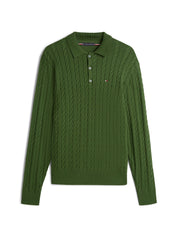 Strickpullover CABLE LS POLO - L01-GREEN - Grün