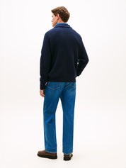 Strickpullover mit Rollkragen - C1G-BLUE - Blau