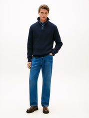 Strickpullover mit Rollkragen - C1G-BLUE - Blau