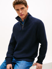 Strickpullover mit Rollkragen - C1G-BLUE - Blau