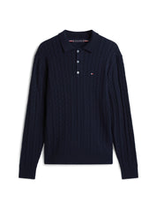 Strickpullover CABLE LS POLO - DW5-BLUE - Blau