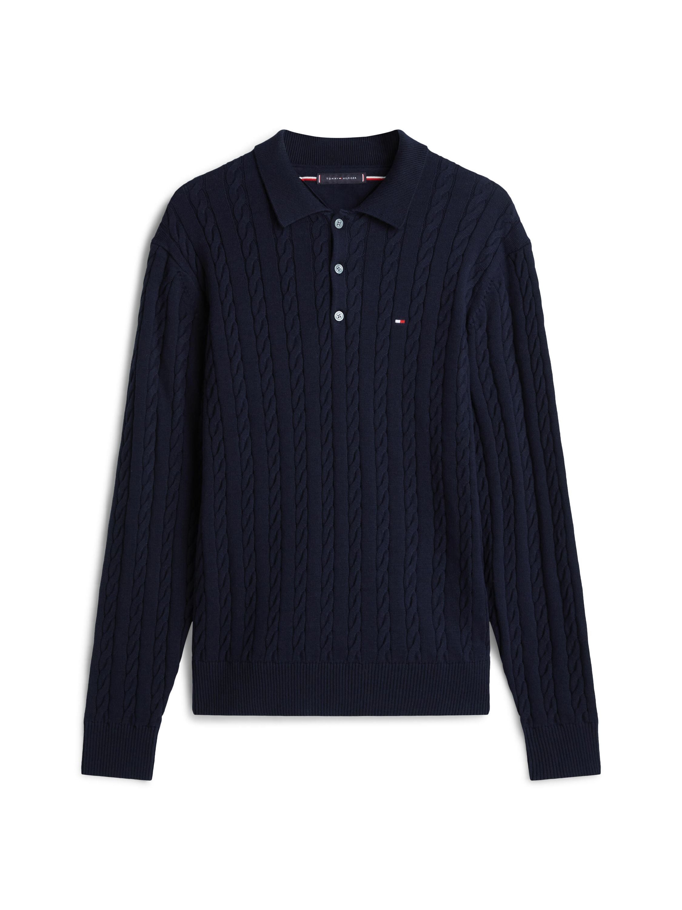 Strickpullover CABLE LS POLO - DW5-BLUE - Blau