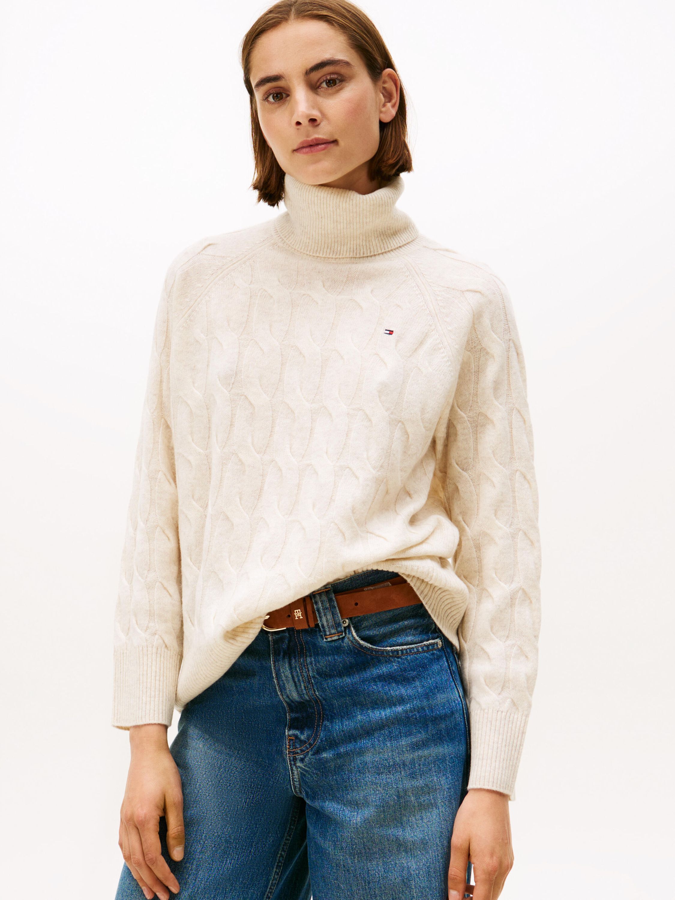 Rollkragenpullover aus Wolle - ADK-BEIGE - Creme