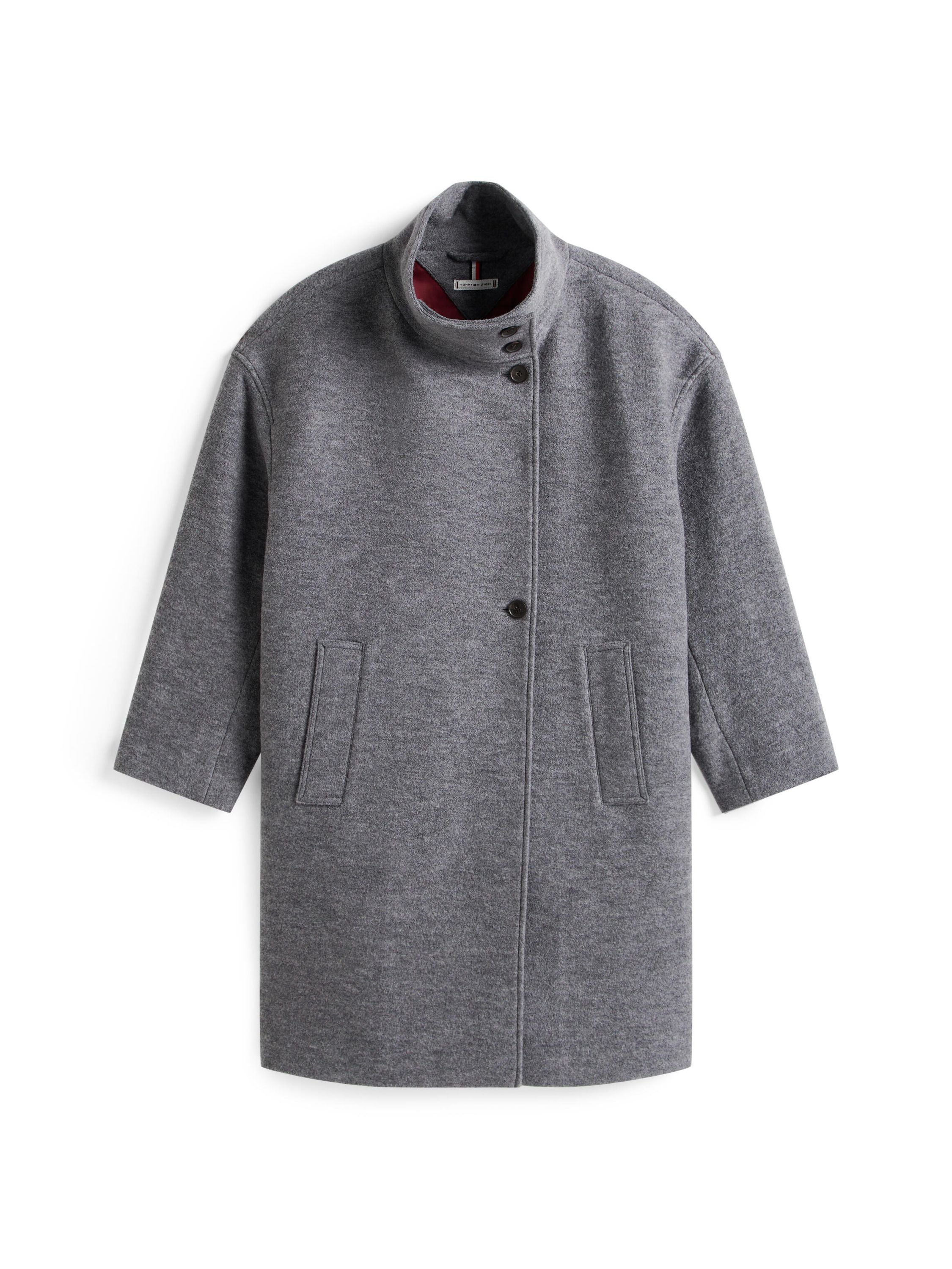 Wollmantel mit Stehkragen - P03-GREY - Grau