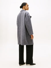 Wollmantel mit Stehkragen - P03-GREY - Grau