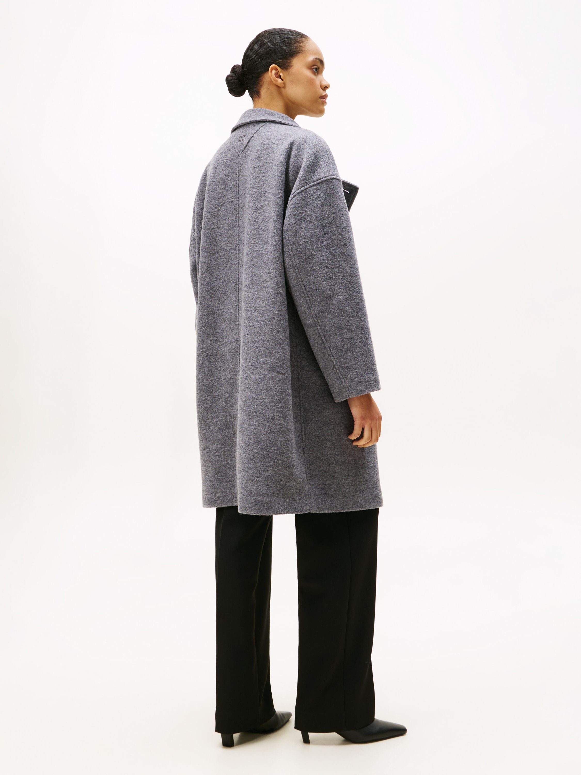 Wollmantel mit Stehkragen - P03-GREY - Grau