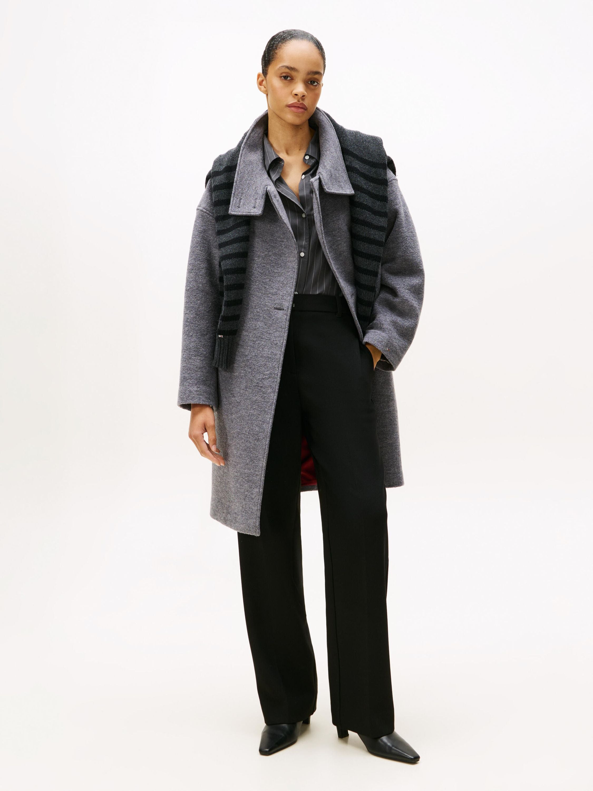 Wollmantel mit Stehkragen - P03-GREY - Grau