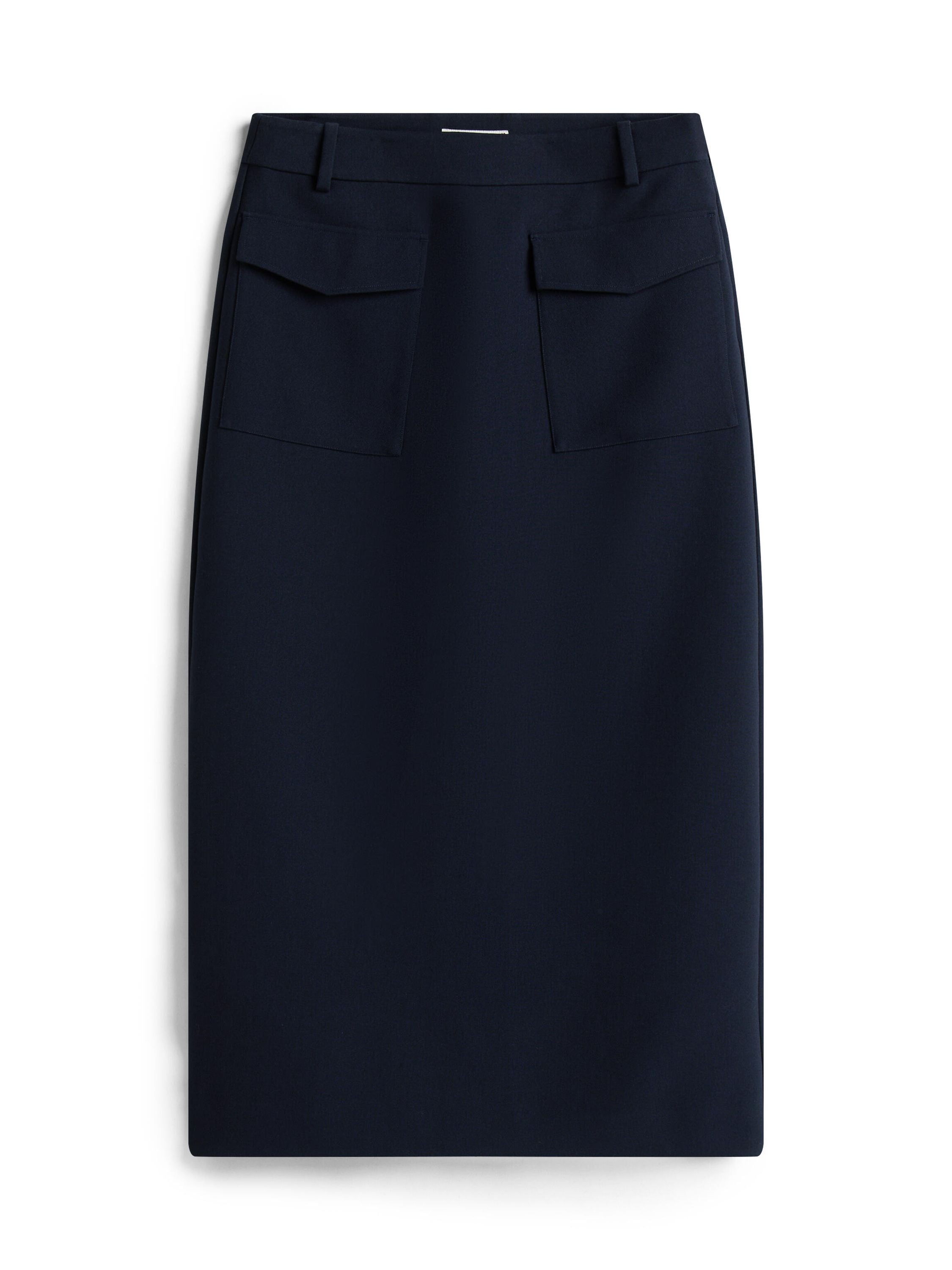 Midirock mit aufgesetzten Taschen - C1G-BLUE - Blau