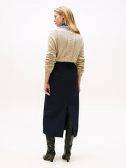 Midirock mit aufgesetzten Taschen - C1G-BLUE - Blau