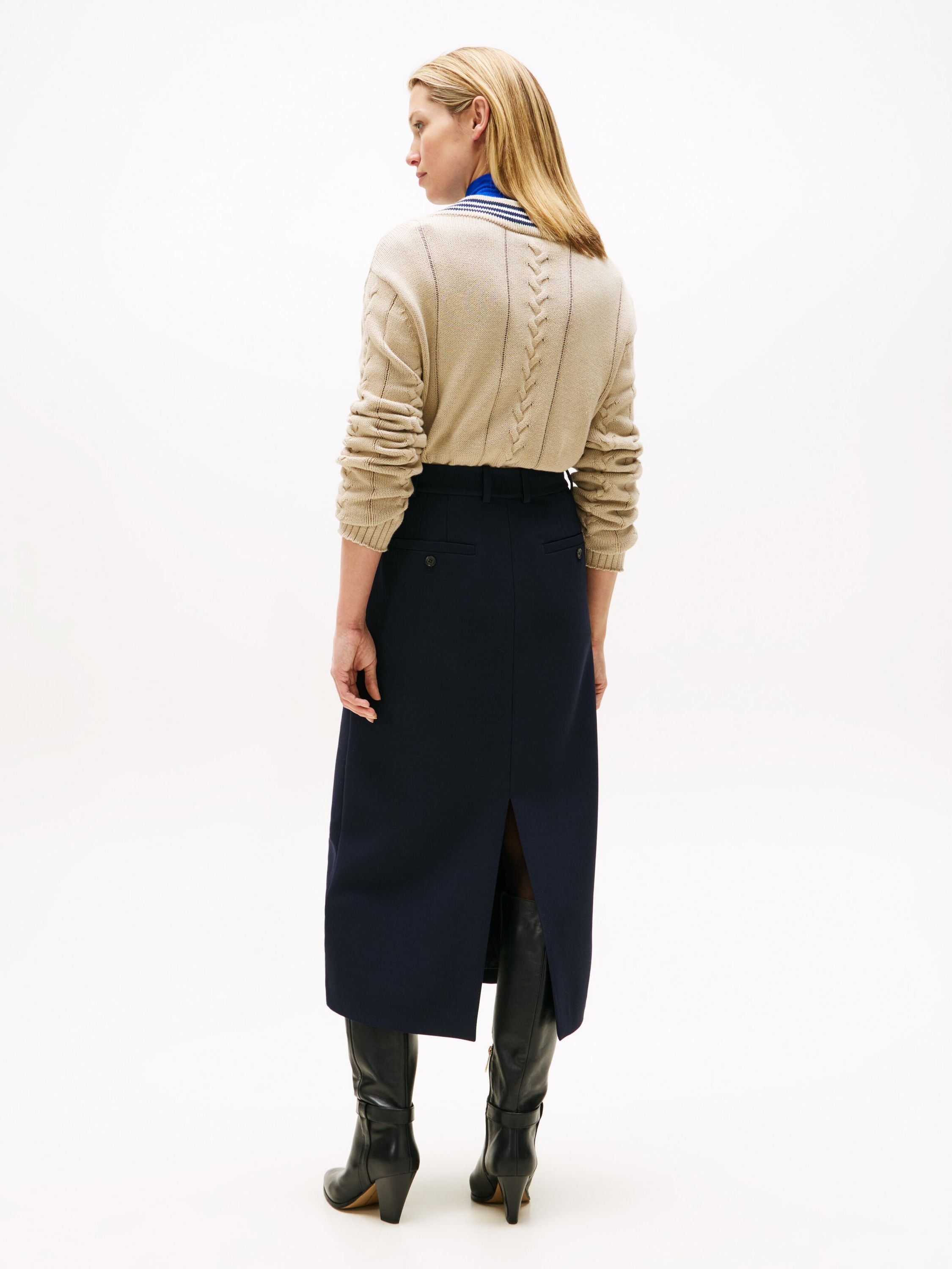 Midirock mit aufgesetzten Taschen - C1G-BLUE - Blau