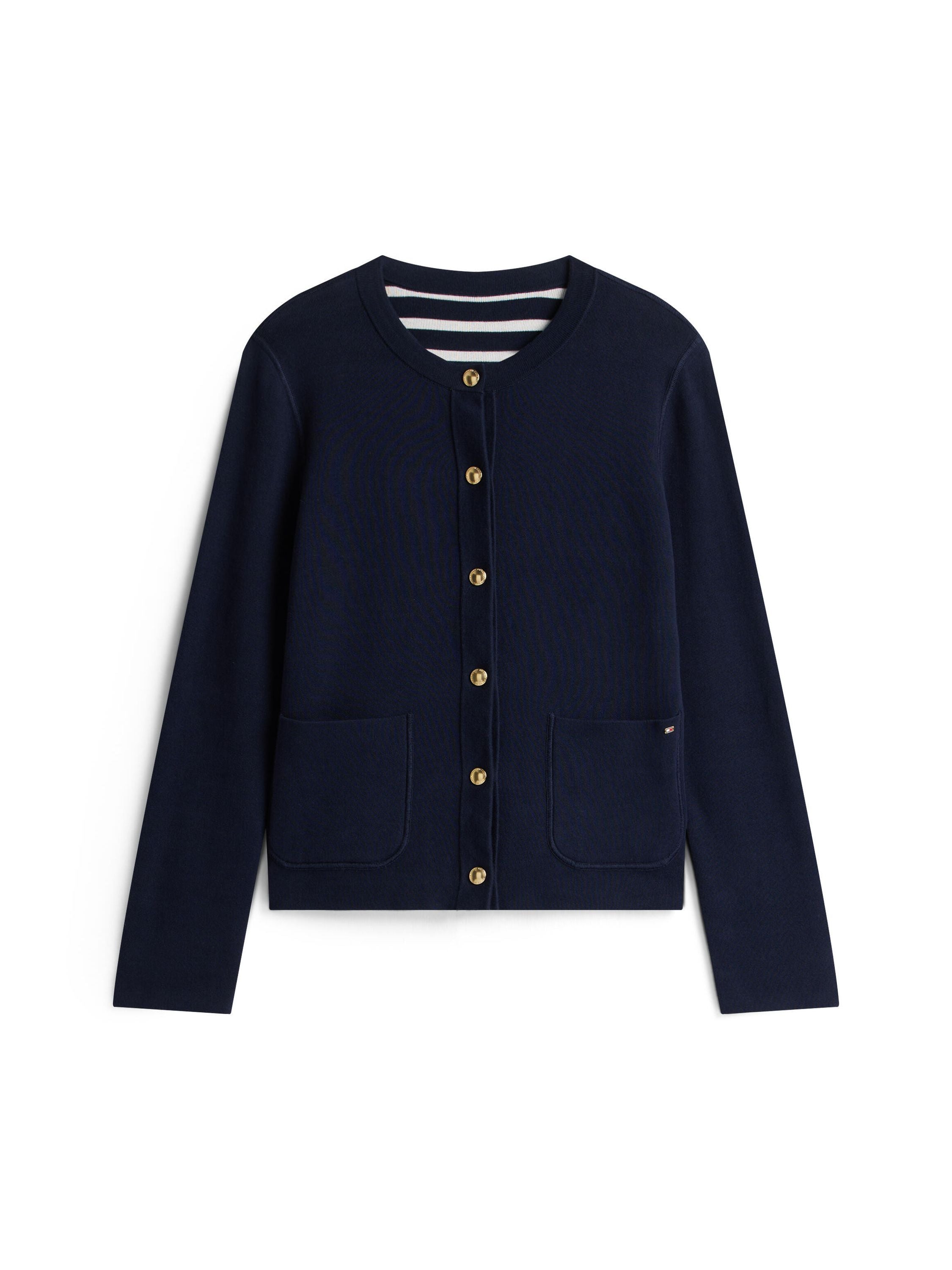 Wendestrickjacke aus Bio-Baumwolle - 0X4-BLUE - Blau