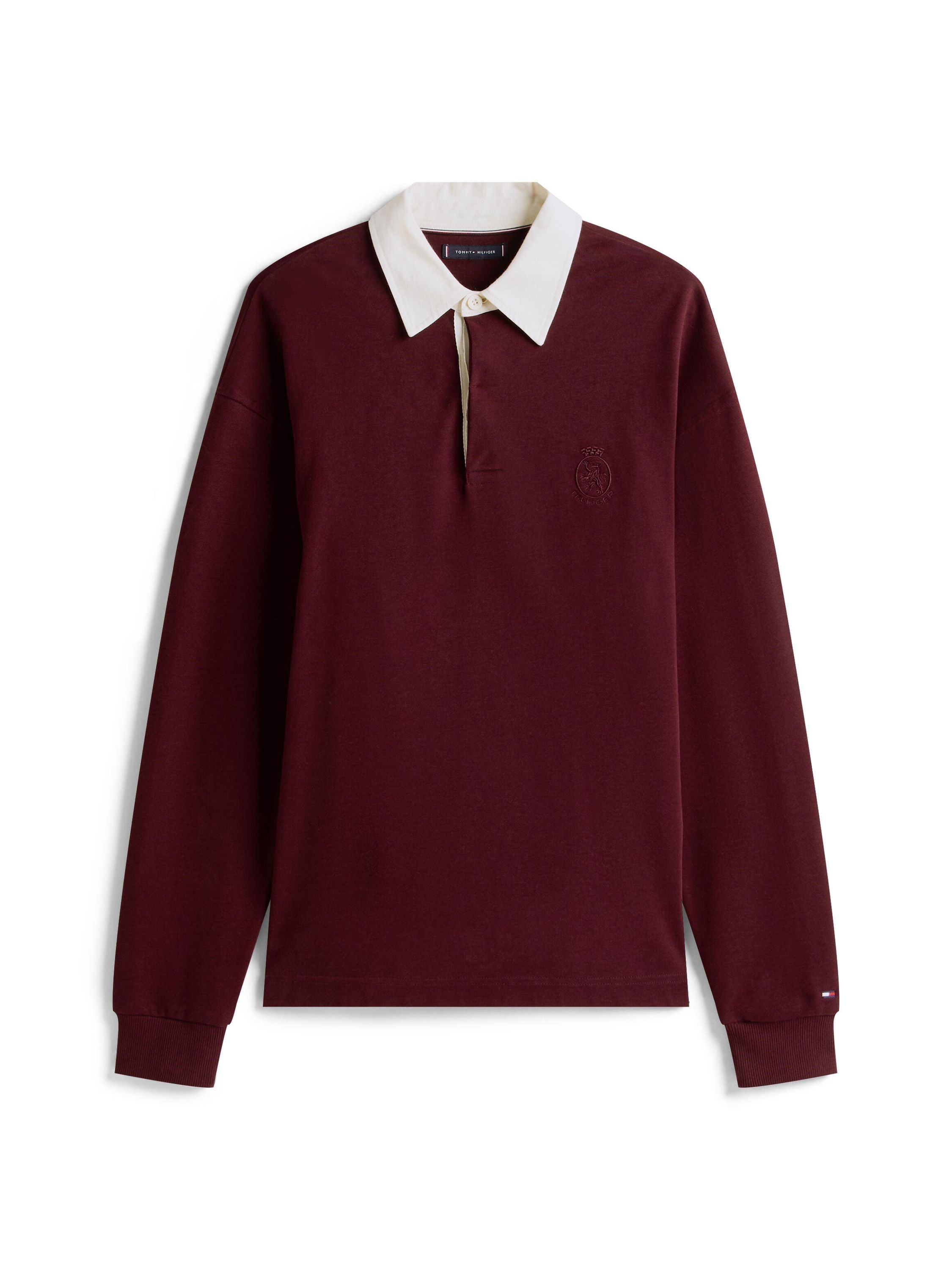 Langarm-Poloshirt aus Baumwolle - XIH-RED - Rot