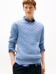 Feinstrickpullover mit Musterung - C2B-BLUE - Blau