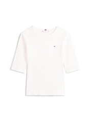 T-Shirt gerippt aus Viskose - YA8-WHITE - Weiß